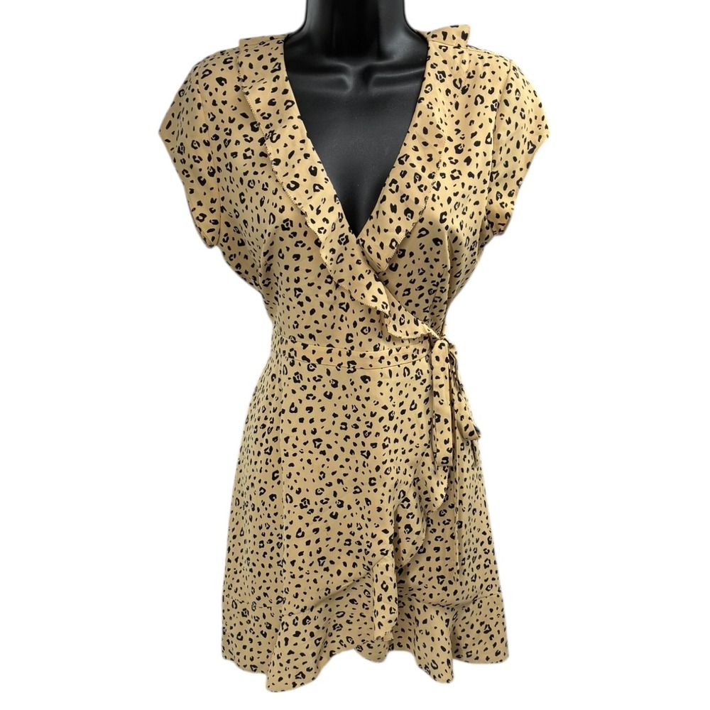 Sunday Best Leopard‎ Print True Wrap Mini Dress Size 2 Adjustable Fit